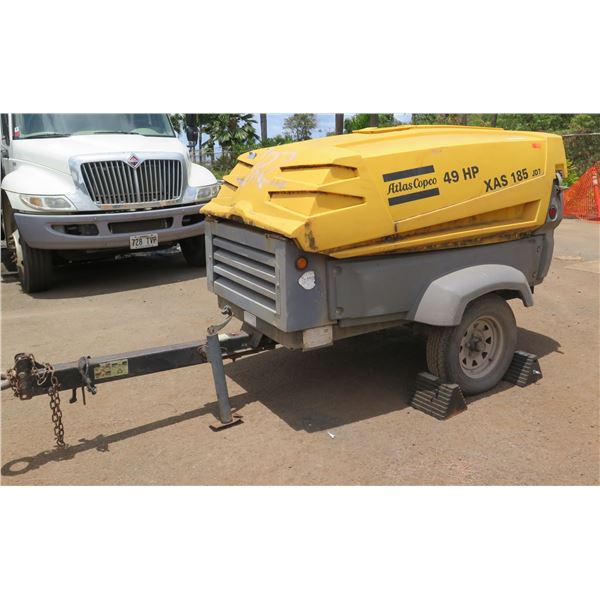 Atlas Copco XAS 185 JD7 PE Towable Air Compressor (Starts & Runs Battery Dead)