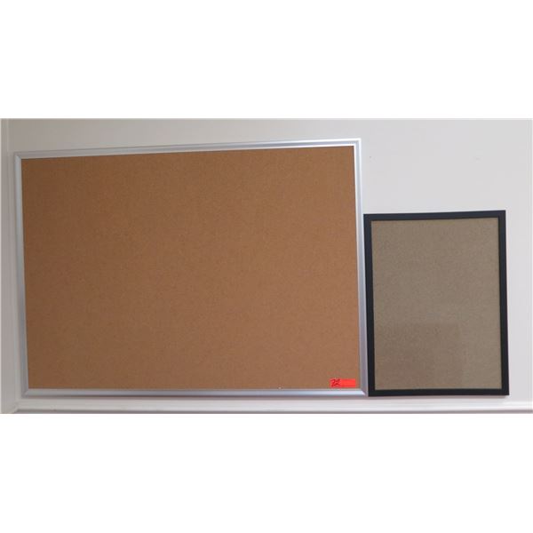 Metal Framed Large Cork Board & Black Framed Push Pin Board