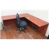Image 1 : Wooden "L" Shaped Desk w/ Rolling Chair 72"x72" x 24"W
