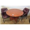 Image 1 : Round Wooden Table 47" Diameter w/ 2 Upholstered Armchairs