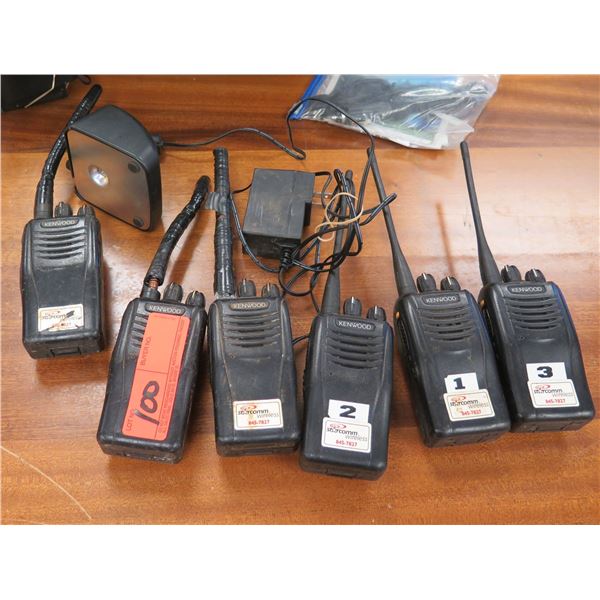 Qty 6 Kenwood 2-Way Handheld Radios w/ Cords& Belt Clip