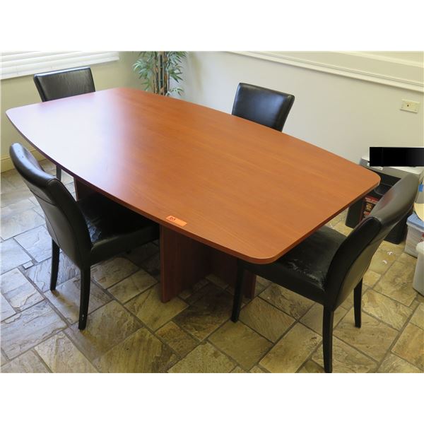Wooden Table w/ 4 Upholstered Chairs 85"x49"W