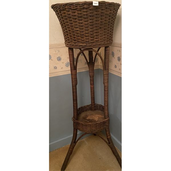 1920's 2 TIER WICKER PLANT STAND - 14 INCH DIAMETER