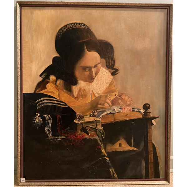 VERMEER LACEMAKER (COPY) - OIL ON CANVAS - 31.5 X 37.5 INCH