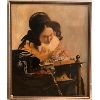 Image 1 : VERMEER LACEMAKER (COPY) - OIL ON CANVAS - 31.5 X 37.5 INCH
