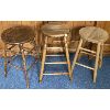 Image 2 : LOT OF 3 - WOODEN STOOLS - TALLEST 25 INCHES