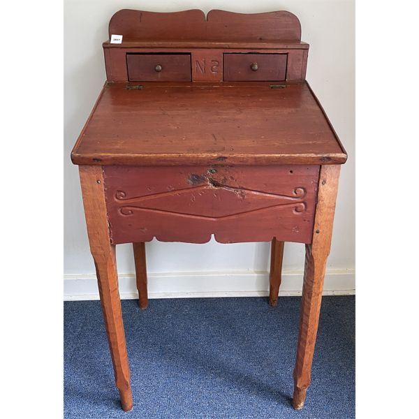 NOVA SCOTIA (?) PINE SLOPE TOP DESK - 18 X 19 X 37 INCHES