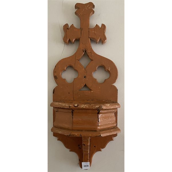 MISSION STYLE SHELF - FRENCH CANADIAN CHURCH WALL FONT - 23 INCHES