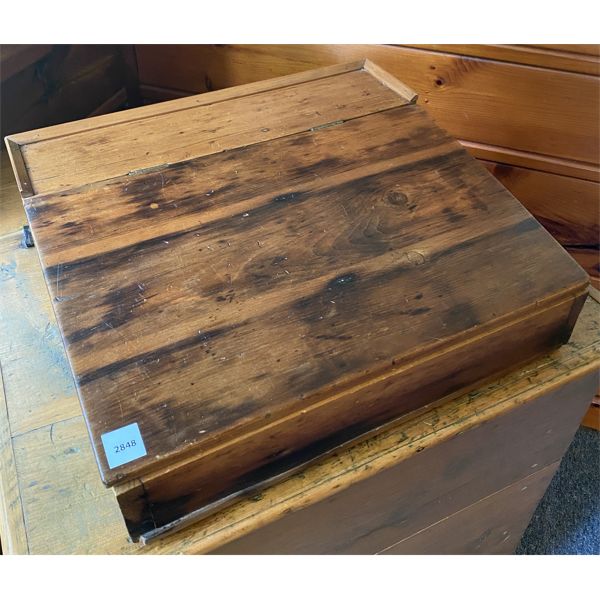 ANTIQUE PINE LAP DESK W/ CUBBIES - 6 X 16 X 18 INCHES