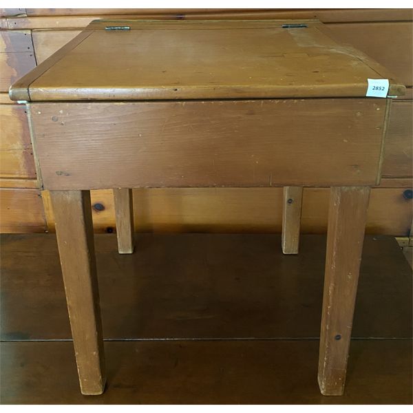 ANTIQUE PINE LIFT TOP CHILDS DESK - 19 X 19 X 23 INCHES
