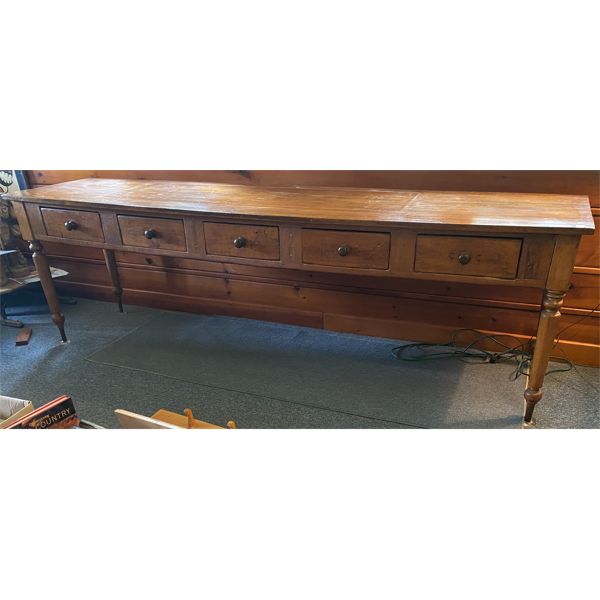 QUEBEC PINE REFECTORY TABLE - 5 DRAWER - 24 W x 30 H x 100 L INCHES