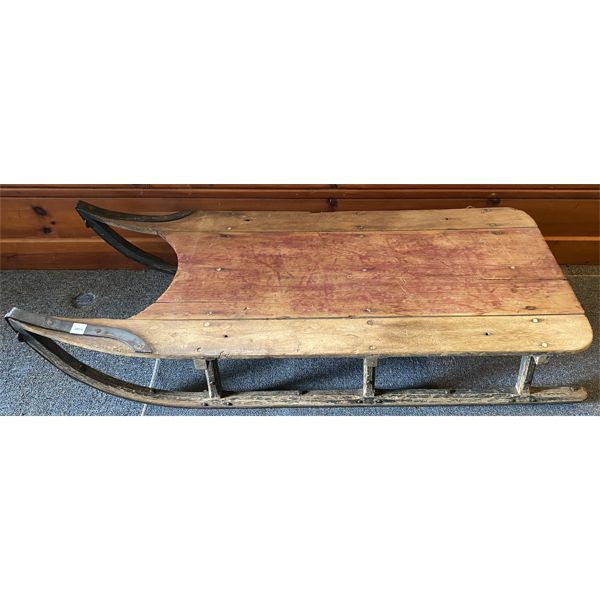 ANTIQUE SLED - SIGNED JOHN ALBRIGHT, CREEMORE - 20 X 46 INCH