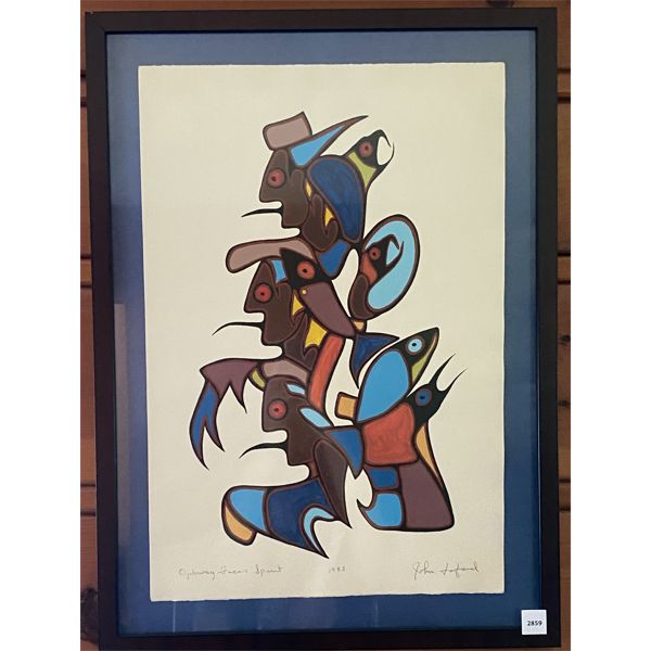 JOHN TAFORD 1983 - OJIBWAY FACES SPIRIT - ACR ON PAPER - 19 X 26 INCHES