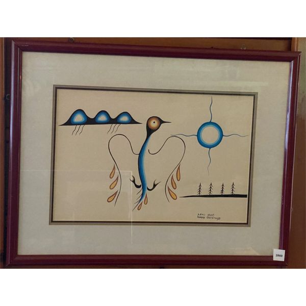 RAYMOND KAKEPUM 1981 - DANCING BIRD - ACR ON PAPER - 19 X 25.5