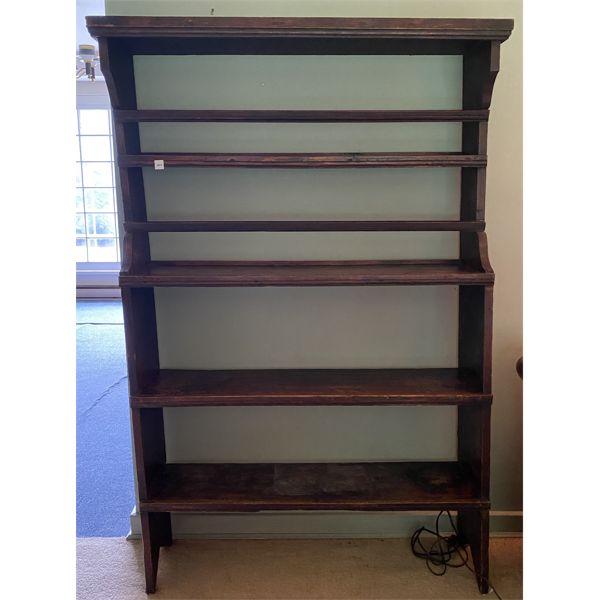 ANTIQUE ORIGINAL PAINTED PINE SHELVING UNIT W PLATE DISPLAY RACK 11 Antique original painted pine shelving unit w plate display rack 11