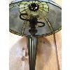 Image 3 : ANTIQUE STAINED GLASS LAMP - COUNTRY SCENE - W/ 2 LIGHT BULBS - 23 INCH H