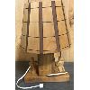 Image 3 : HAND CARVED WOODEN TABLE LAMP - 17in TALL