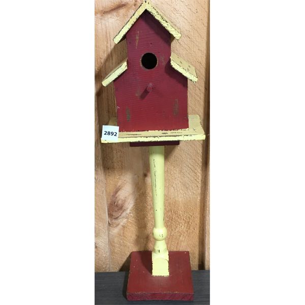 PAINTED PRIMITIVE WOODEN BIRD HOUSE - 21in TALL