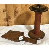 Image 1 : LOT OF 2 - WOODEN SPOOL AND HAND CARVED SHOVEL