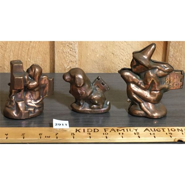 LOT OF 3 - COPPER MOLDS - ANGEL, WITCH AND DOG