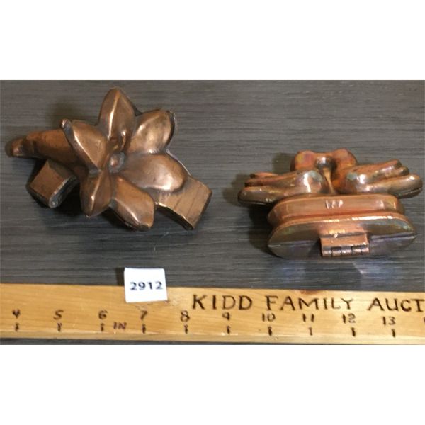 LOT OF 2 - COPPER MOLDS - BIRDS AND FLOWER