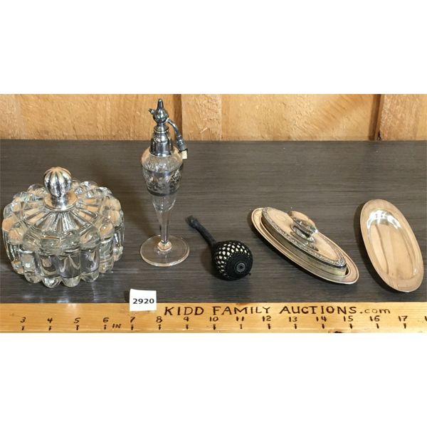 LOT OF 4 - VANITY SET PIECES - SOME MARKED STERLING