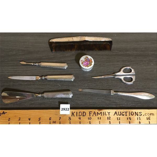 LOT OF 7 - VAINTY SET PIECES - MOST MARKED STERLING SILVER