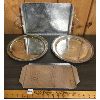 Image 1 : LOT OF 4 - SILVER PLATE AND ALUMINIUM SERVICE TRAYS 