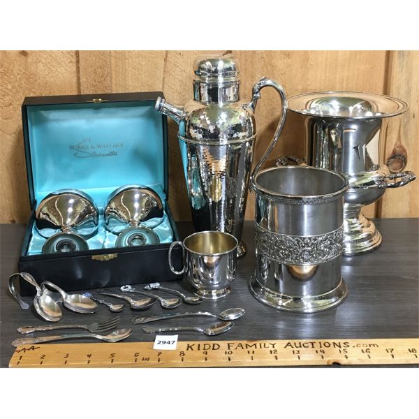 JOB LOT - MISC SILVERPLATE - SPOONS, GOBLETS, ETC.