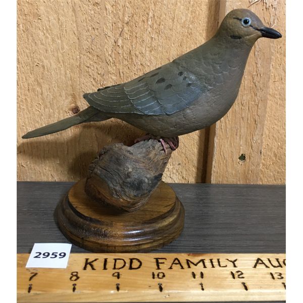 WOOD CARVED MORNING DOVE - AL HAMPSON - BARRIE ON