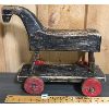 Image 2 : PRIMITIVE WOODEN HORSE PULL TOY - 7.5 x 16 x 17in