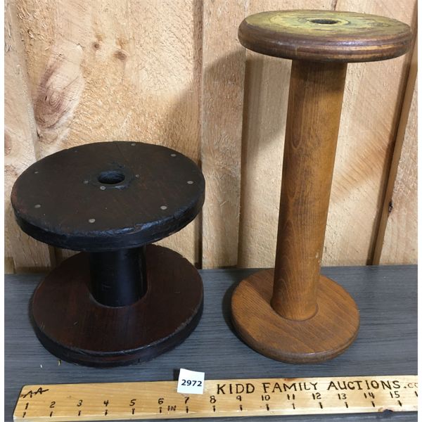 LOT OF 2 - WOOD SPOOLS