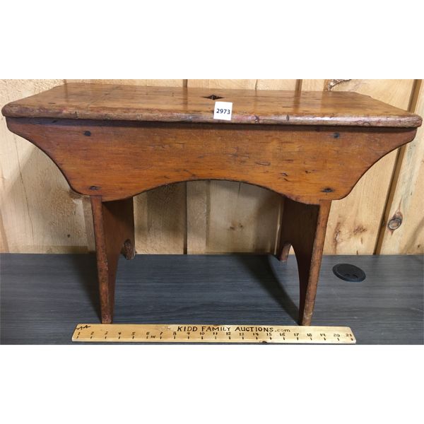 LARGE WOOD STOOL - 11x 16 x 25in