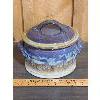 Image 3 : BLUE CERAMIC LIDDED JAR - TROY ONTARIO - 8in TALL