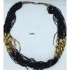 Image 1 : BLACK BEADED NECKLACE W/ GOLD TONE ACCENTS