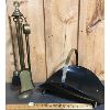 LOT OF BRASS FIREPLACE TOOLS W/ METAL WOOD BASKET