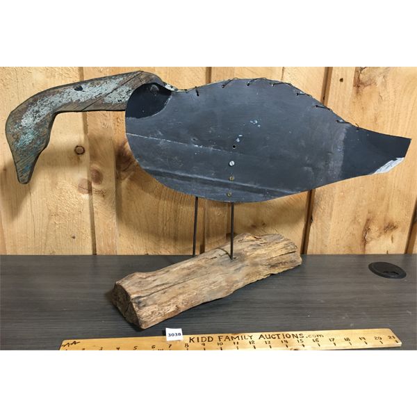 TIN AND WOOD FOLK ART GOOSE - 16 x 28in