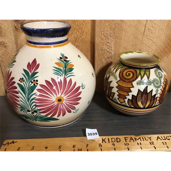 LOT OF 3 - QUIMPER POTTERY VASES & REFERENCE BOOK - SEE ALL PICS