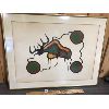 Image 1 : JOSHIM KAKEGAMIC (1952-1993) "MOOSE" FRAMED SILKSCREEN ON CLOTH - #22/46 - 26 x 34in