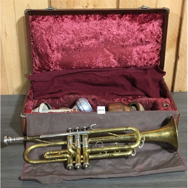 F.A. REYNOLDS CO. TRUMPET W/ CASE AND MUZZLES