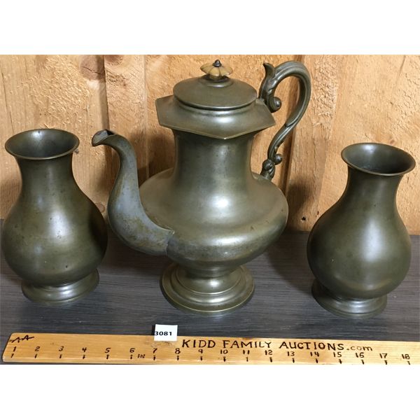 LOT OF 3 - PEWTER VASES AND PICTHER