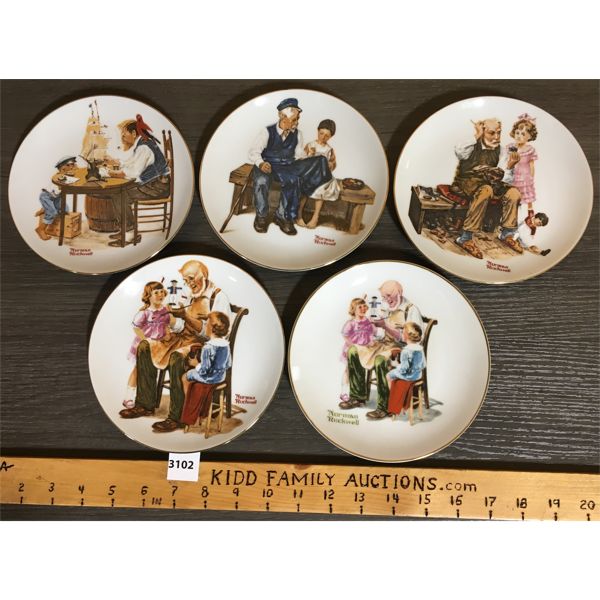 LOT OF 5 - NORMAN ROCKWELL COLLECTORS PLATES - 6.5in DIA