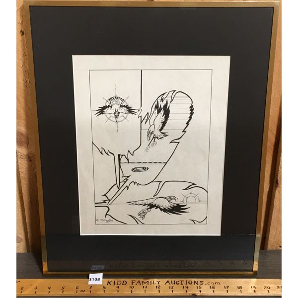 FRAMED ORIGINAL DRAWING "MOMENTS IN TIME" - SIGNED 7.B LAVALLEY '92 - 16.5in x 20.5in