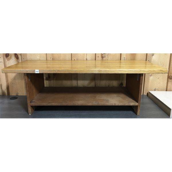 HAND-BUILT WOODEN COFFEE TABLE - 15.5 x 18.5 x 48in