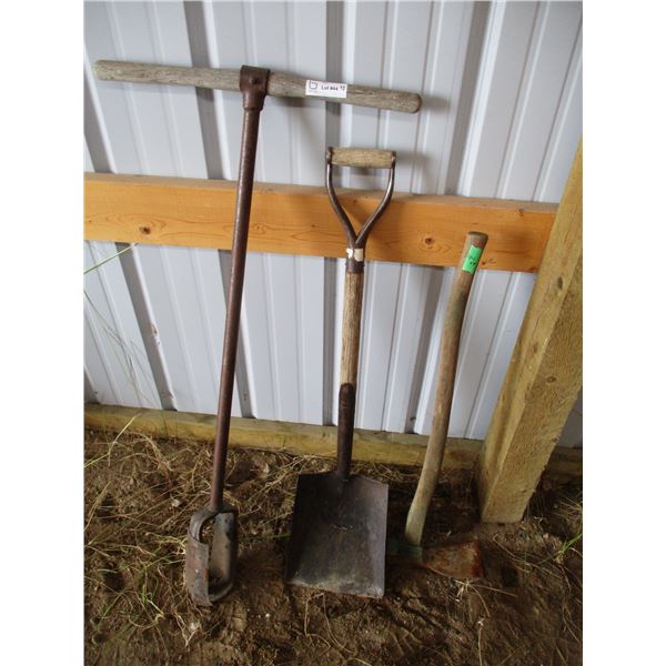 Post hole digger shovel grub hoe