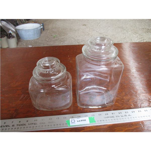 (2) Glass cookie jars with lids