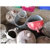 Image 6 : Pallet with gas can, watering cans, hastings piston ring pail, (9 total)