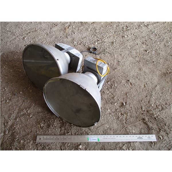 (2) Shop lights with glass covers