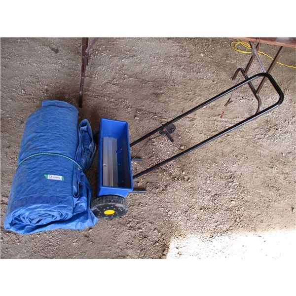 Grass spreader with tarp
