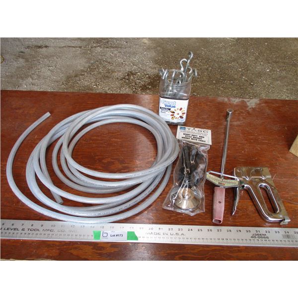 1/2 hose, torque wrench, stapler, turnbuckles, magnet